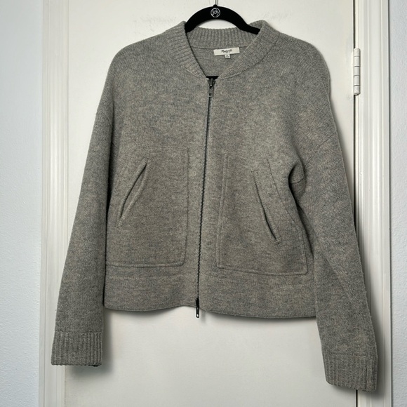Madewell Gray 100% Wool Zip Up Sweater Cardigan Size Medium - See Description - Picture 2 of 10